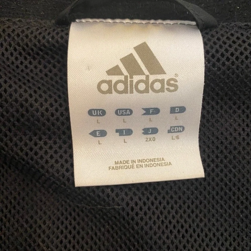 Adidas Womens Quarter Zip Windbreaker Black White Three Stripe Jacket Large